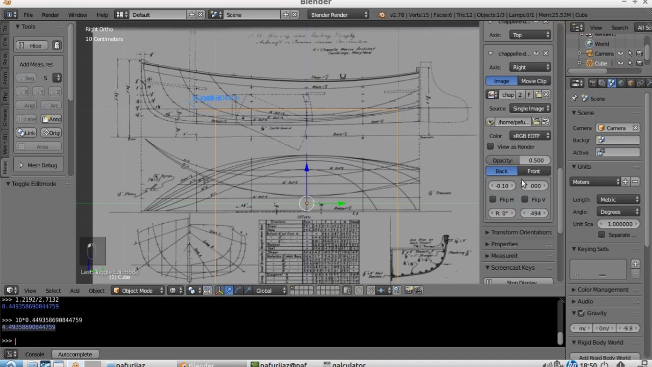Blender positioning and scaling of blueprints background images