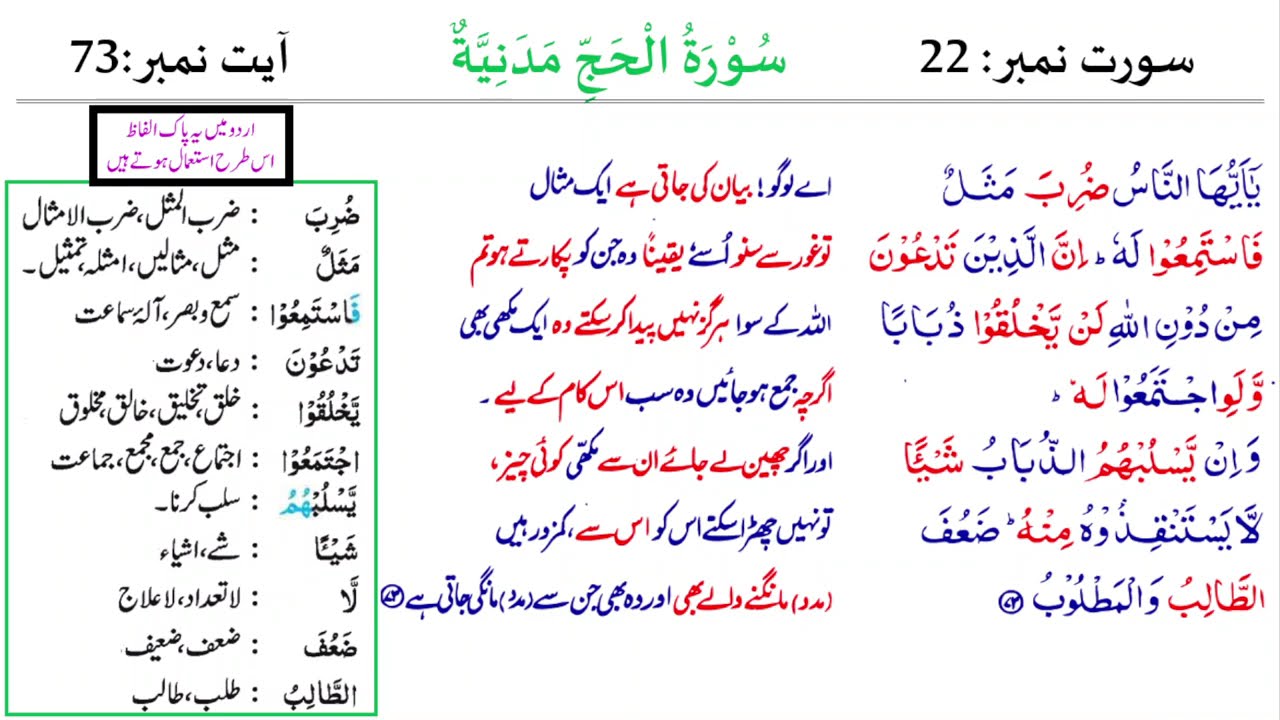 22. Surah Al-Hajj Ayat 73