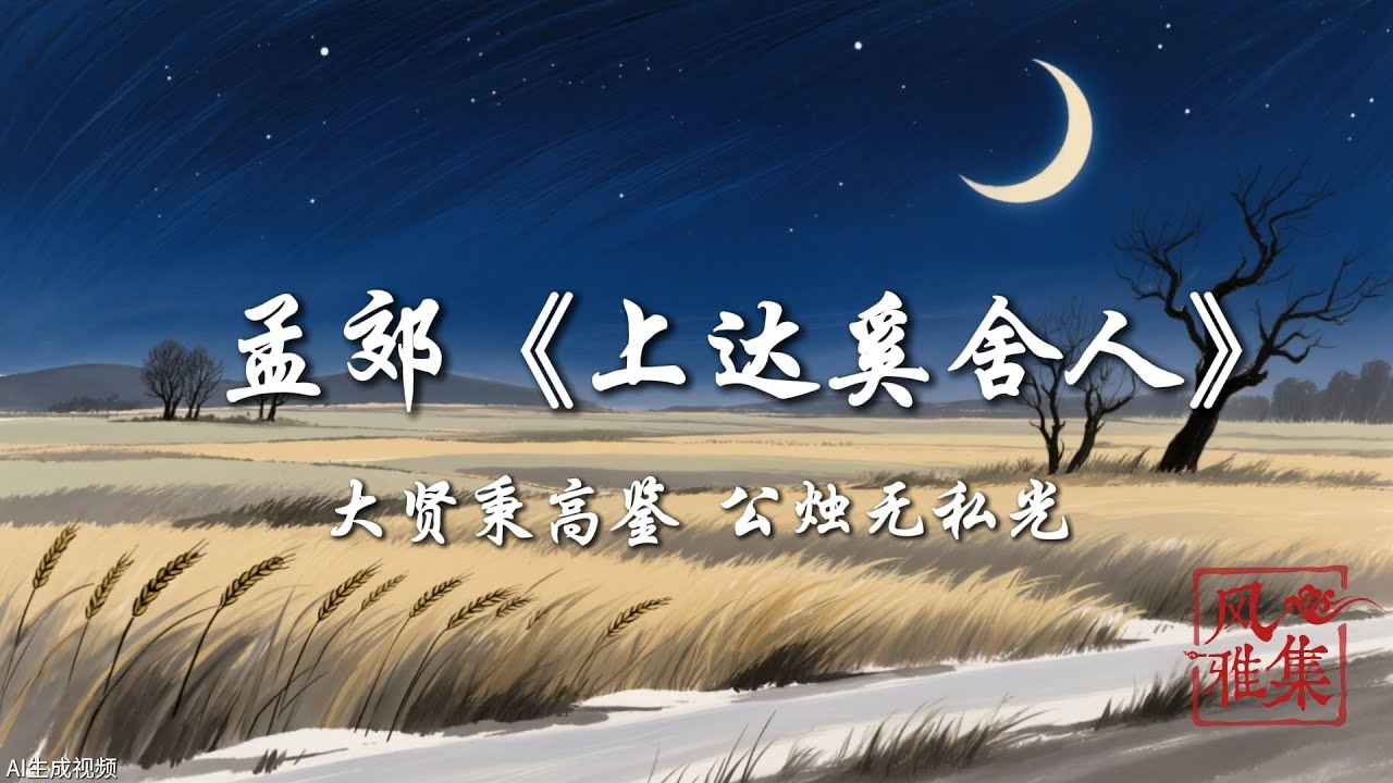 【风雅集】孟郊《上达奚舍人》大贤秉高鉴 公烛无私光