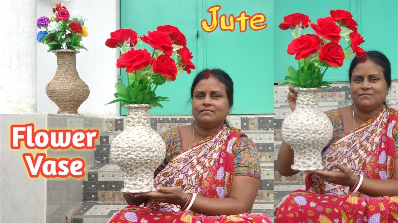 DIY Jute Rope Flower Vase/ Making Jute Vase At Home/ easy diy jute vase