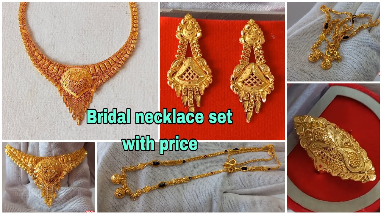 Bridal gold necklace set designs with price || Wedding necklace set design