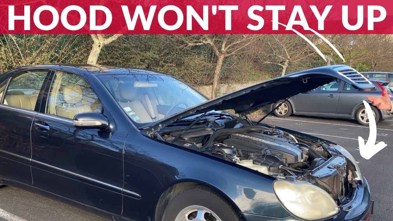 How to fix a Hood that won't stay up (hood struts replacement) - Mercedes S Class (W220)