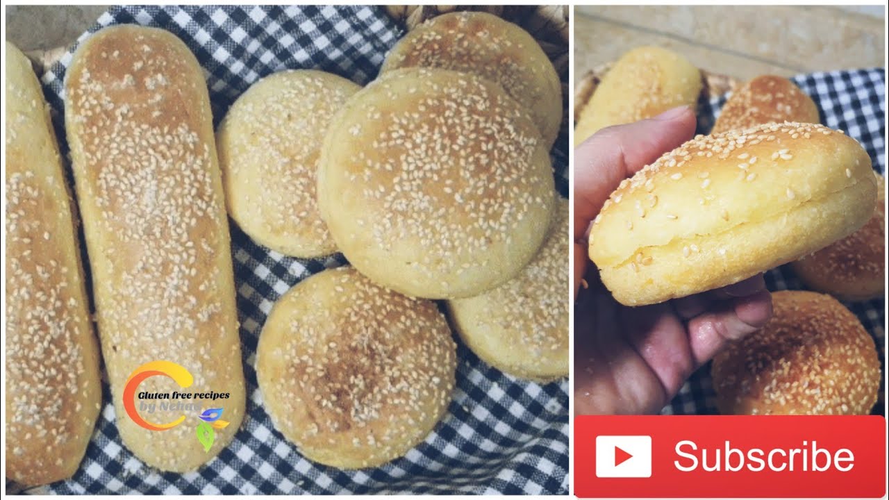 خبز فينو (صمون) وبرجر خالى جلوتين و خالى لبن و خالى بيض طرى جدا gluten free bread (vegan gf baguette