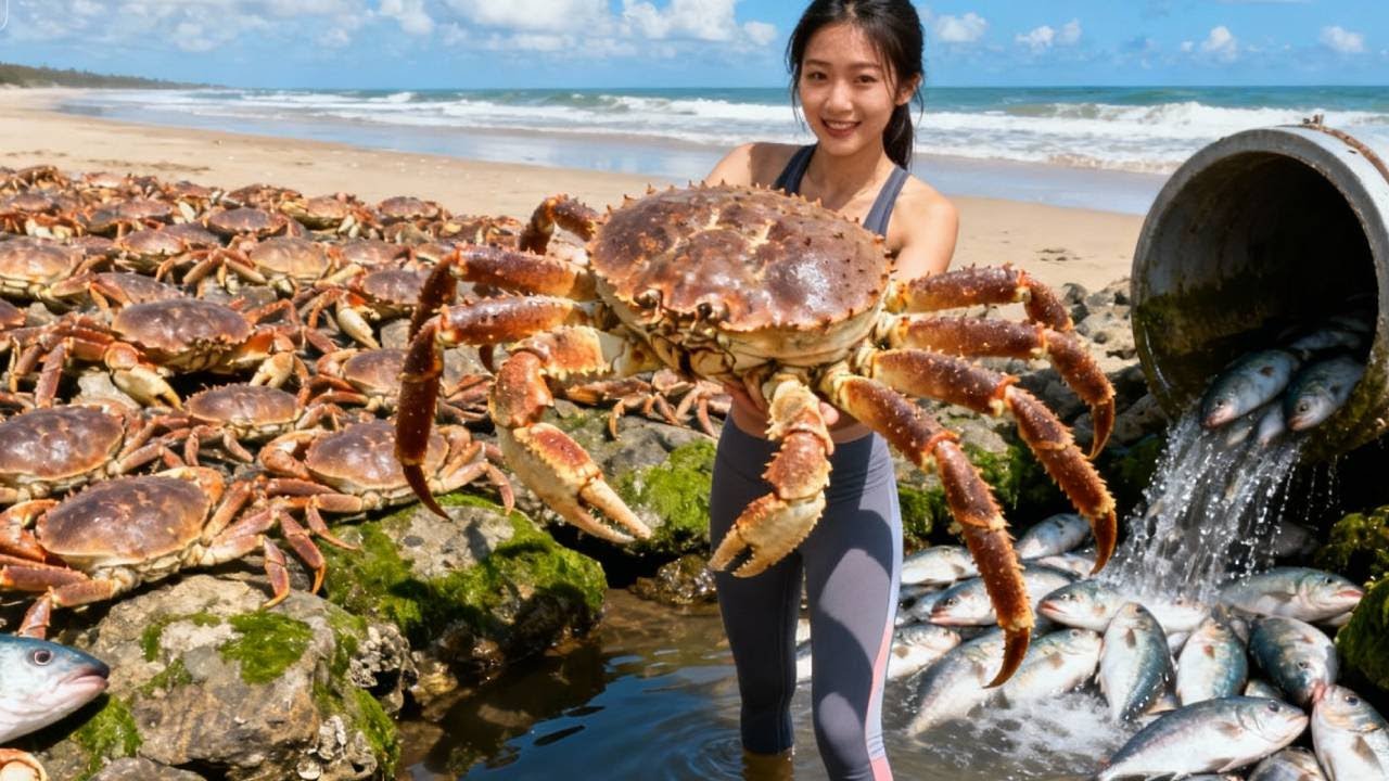 小章捅到螃蟹窝，个大肥美太过瘾，下一秒竟还有奇丑无比的鮟鱇鱼【赶海小章官方频道】