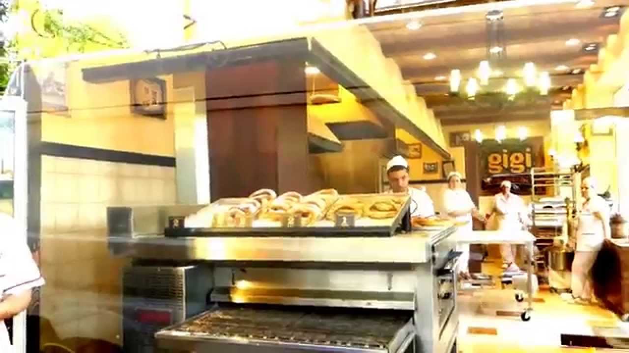 Street food in Bucharest Romania-eating covrigi at Gigi's
