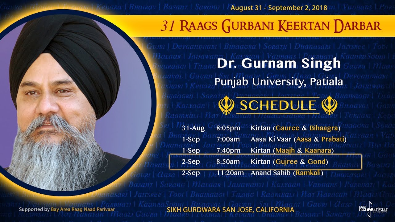 Raag Gujri & Raag Gond - Dr Gurnam Singh [31 Raags Darbar 2018]