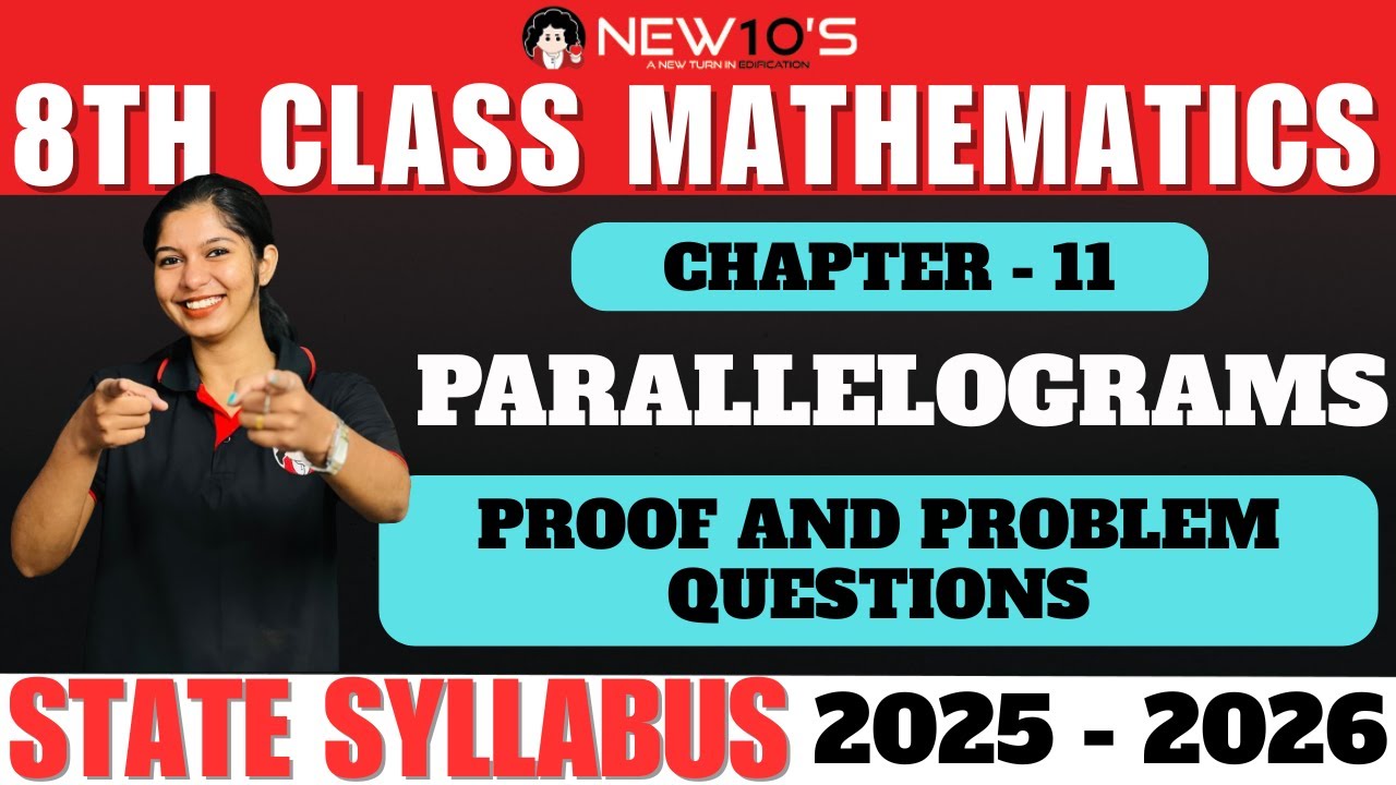 8TH STATE || MATHS || CHAPTER  11 ||PARALLELOGRAMS|| PROOF AND PROBLEM QUESTIONS || RESHMA MISS