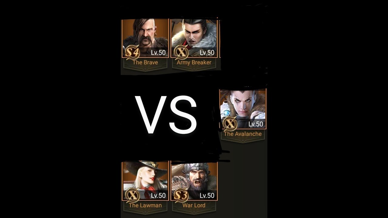 Brave-Army Breaker- Avalanche Vs Lawman-Warlord-Avalanche -Rise of empires ice and fire