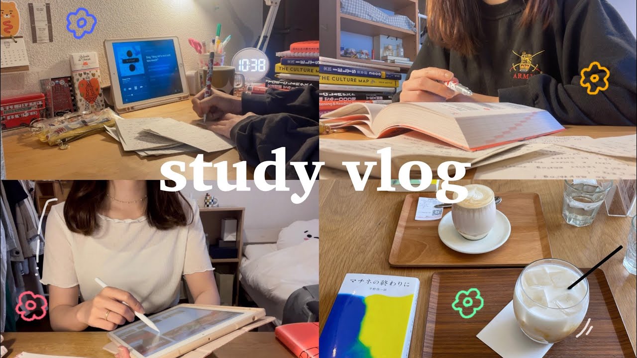 eng) study vlog 🍓| 英語勉強を頑張る大学生👩🏻‍💻| バイトと勉強の日々😪, lots of study 📚