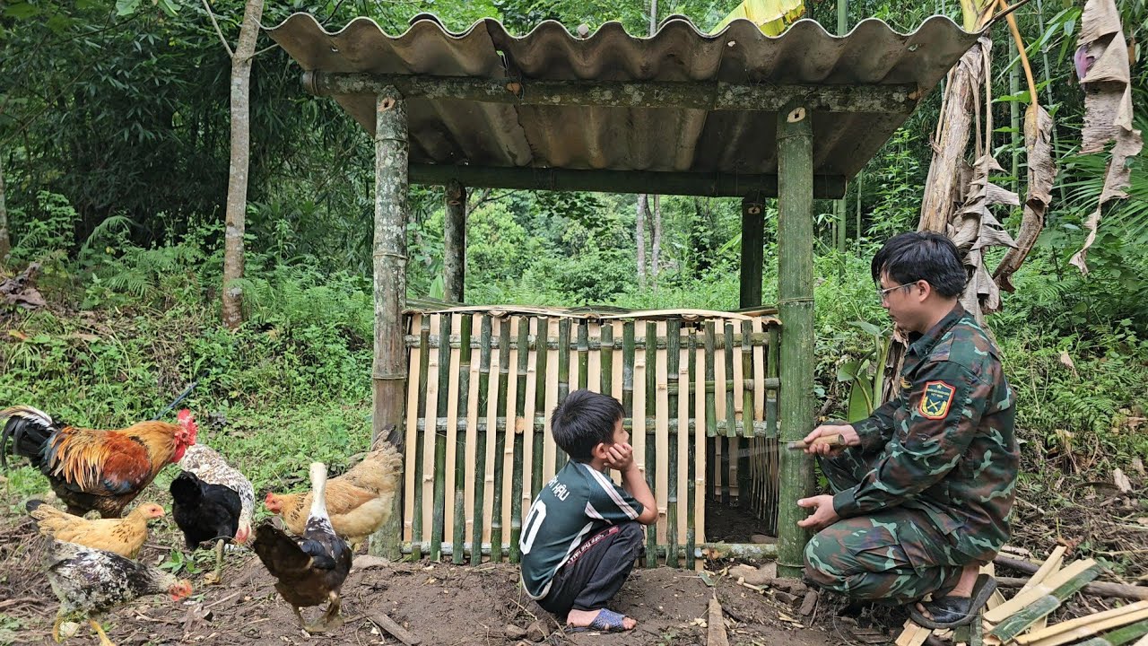 Building a bamboo chickens coop - Building new place to live/Trieu Khang.