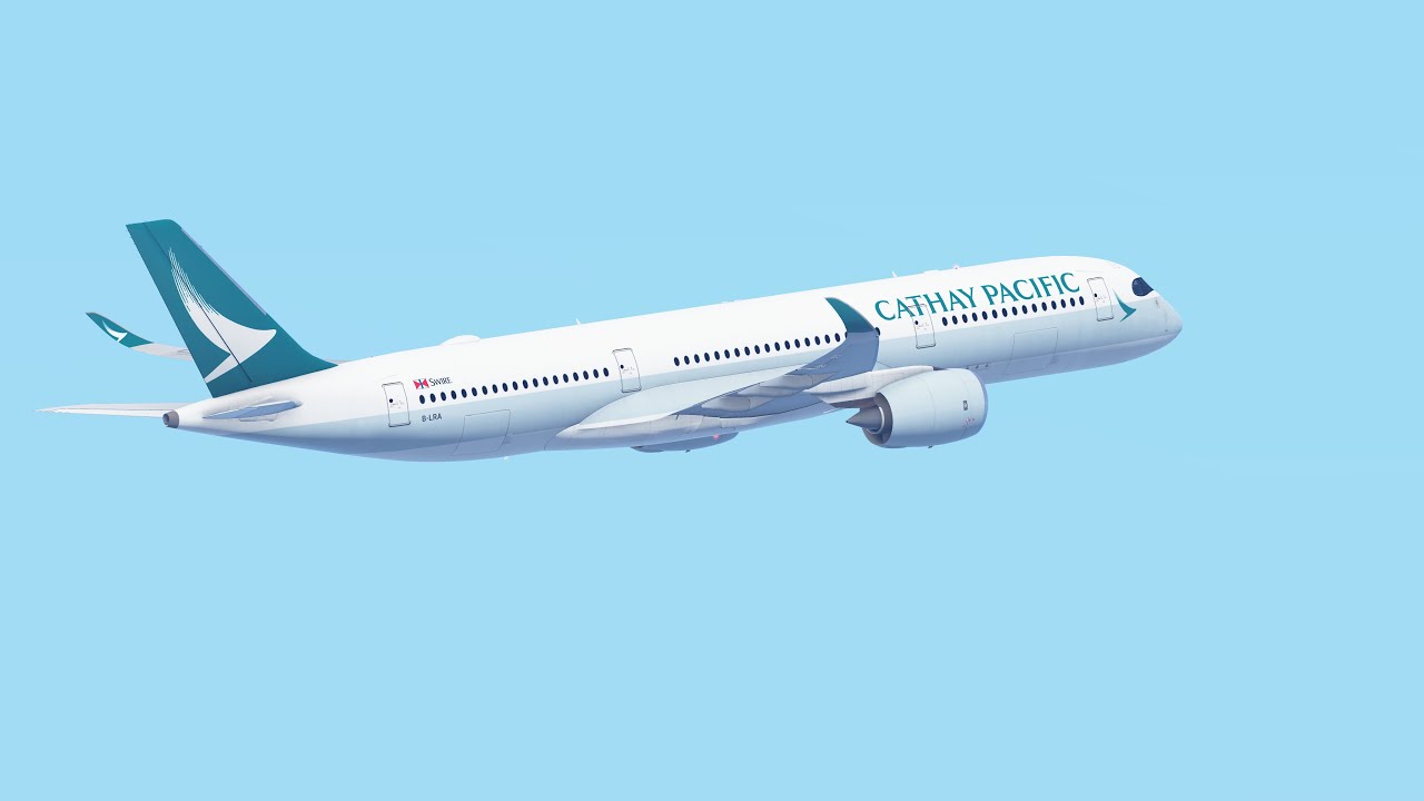 Cathay Pacific Airbus A350-900 takeoff HKG/VHHH RWY 07L (Infinite Flight)