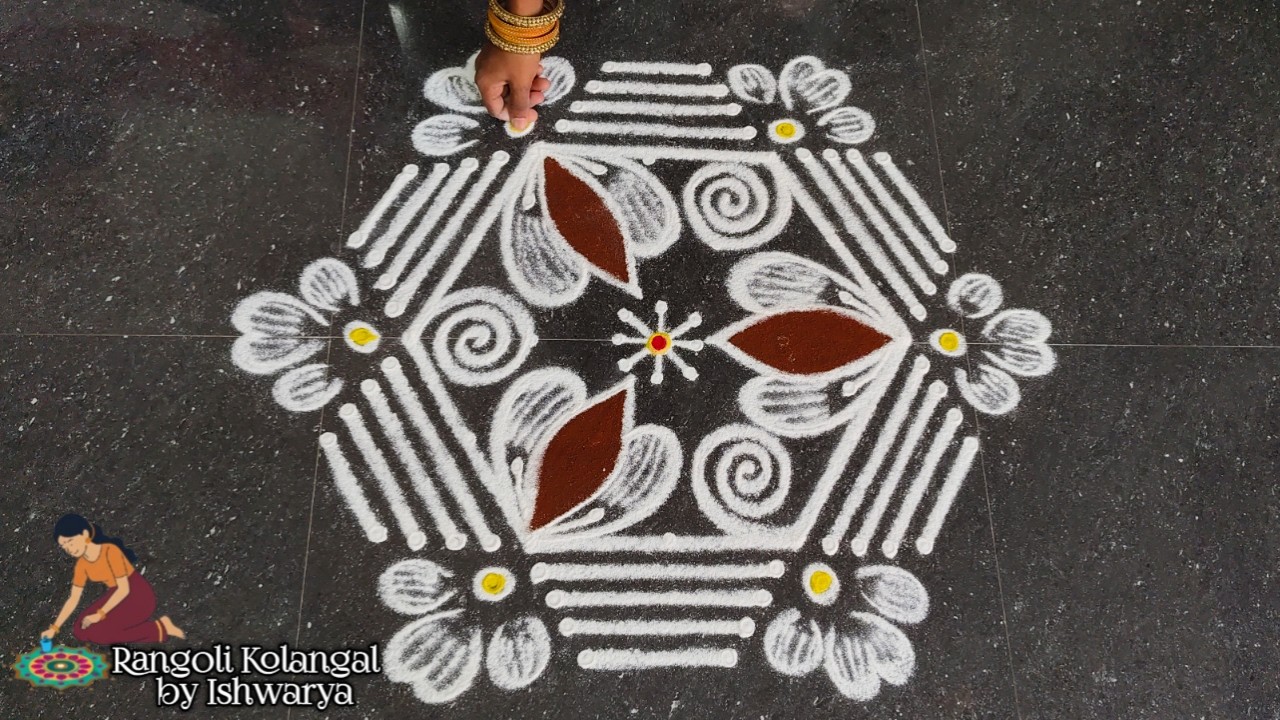 Beautiful Padi Kolam Design  | 5*3 Creative Rangoli Kolam | Padi Kolam Muggulu | Rangoli Kolangal
