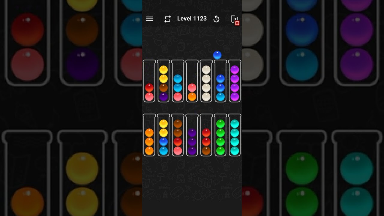 ball sort color water puzzle level 1123 solution
