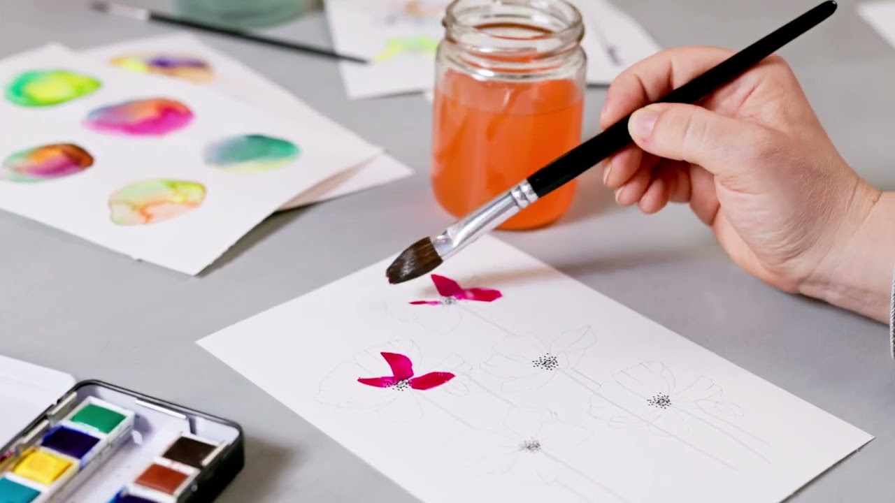 How to create effects with blowpipes in watercolor