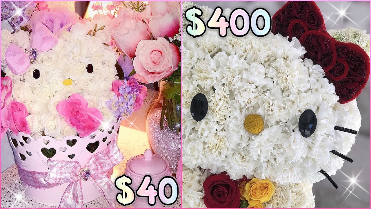DIY Luxury Hello Kitty DUPE Bouquet! Budget Friendly! Cute Valentines Day Gift💐Kawaii Glam Decor💝