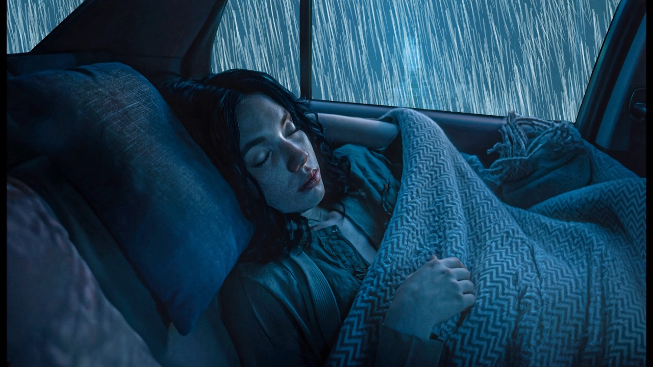 Thunderstorm Sounds for Sleeping Car 🚗⛈️ Deep Rain & Thunder for Relaxing Sleep