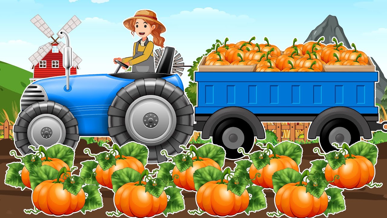 Hardworking Farmer - Growing and Harvesting Pumpkins 🎃 - Tractor Transport 🚜 | Farm Vehicle Farm