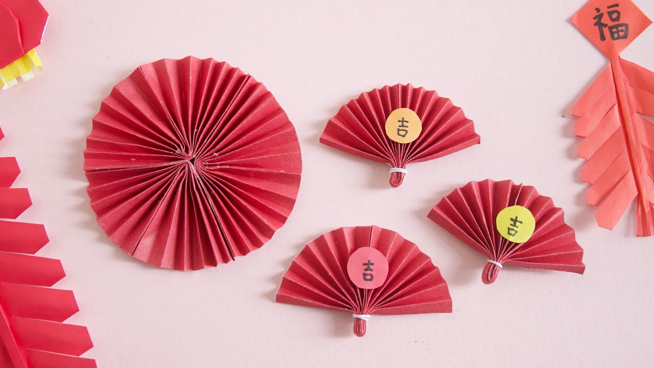2022新年摺紙 扇子 新年氣氛裝飾元素 origami Chinese New Year （Easy)