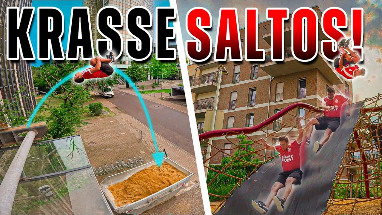 HOHER Gainer in BAUCONTAINER! & Mit SALTO in eine SCHRÄGE springen! | Parkour Düsseldorf