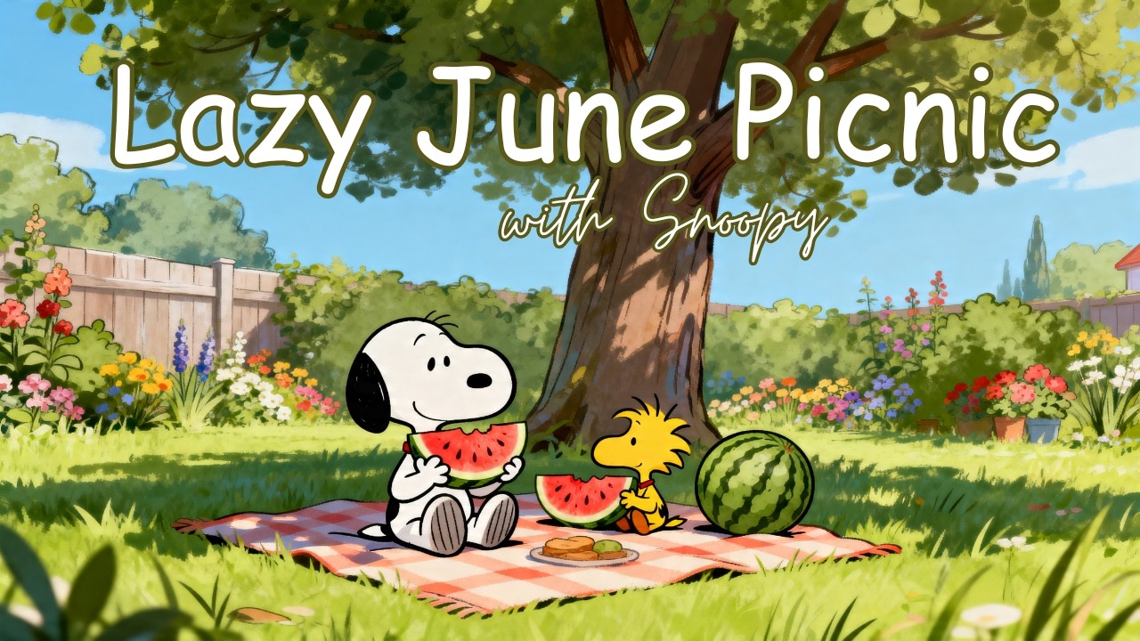 ☀️ Lazy June Picnic with Snoopy 🍉 Relaxing Summer Jazz for Peaceful June Days