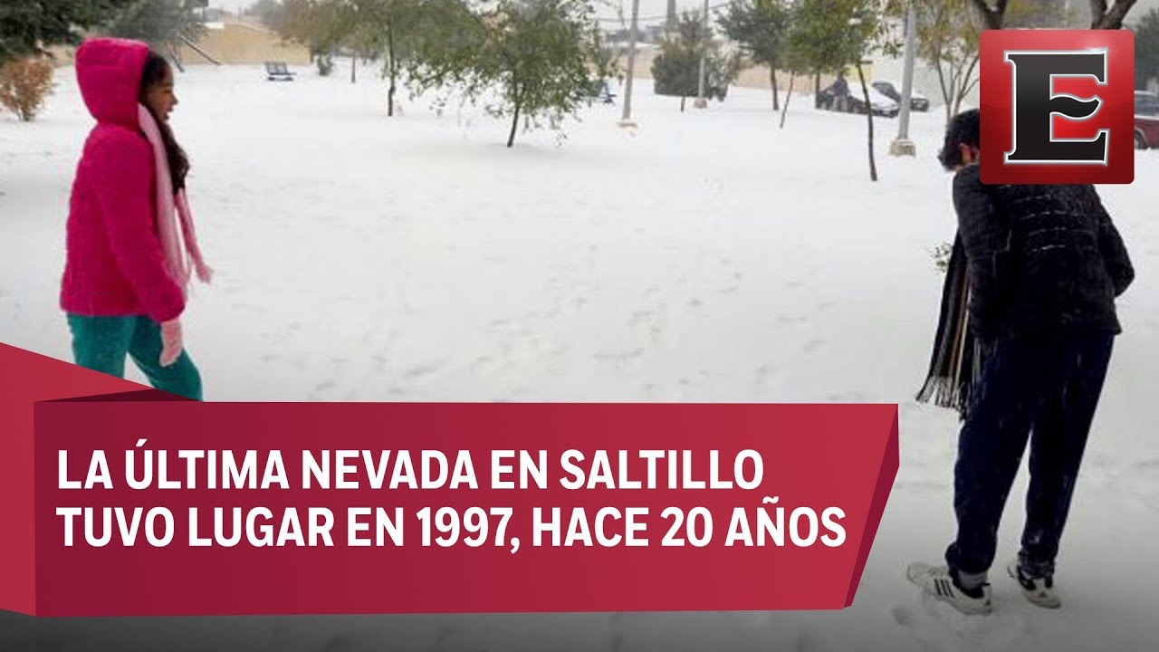 Habitantes de Saltillo disfrutan nevada