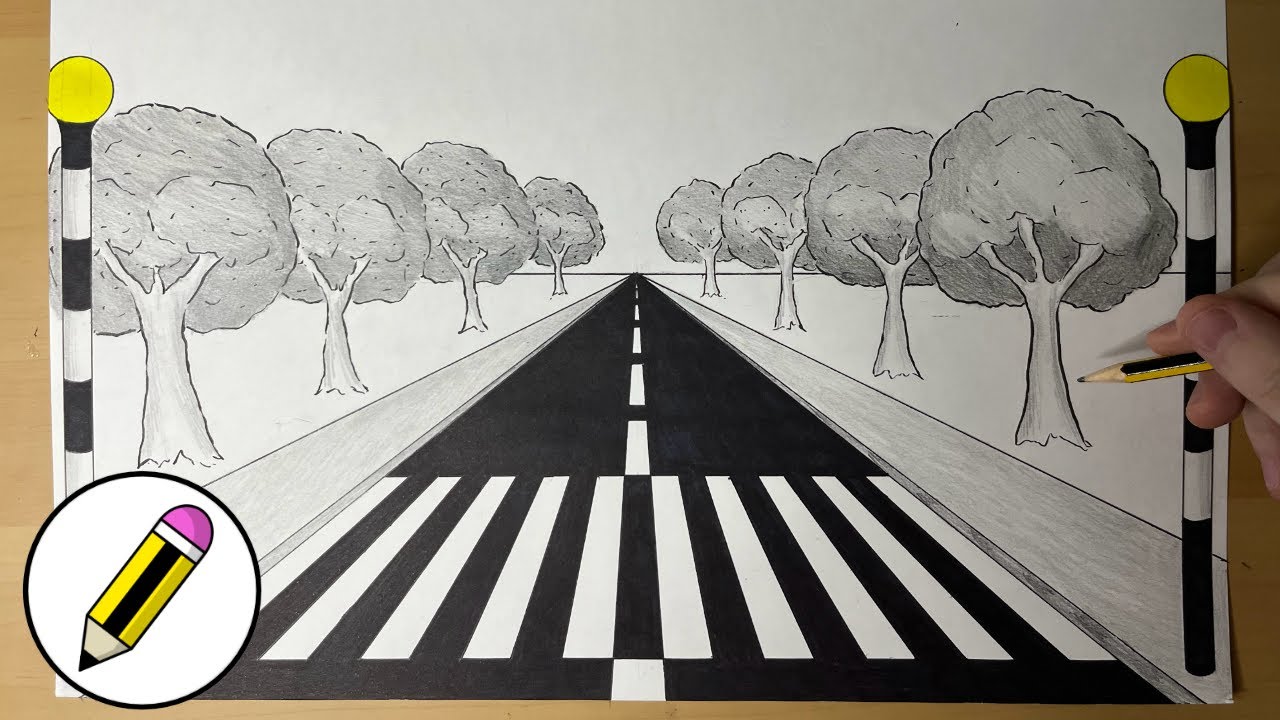 How To Draw a ZEBRA CROSSING in 1-POINT PERSPECTIVE Easy Street Road Crossing | Cartoon Club