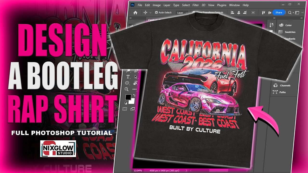Watch Me Design a Custom Bootleg Rap Shirt Workflow & Process