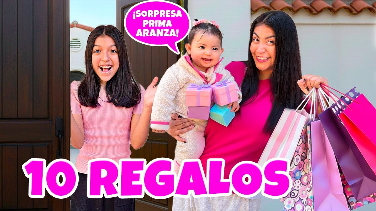 Emmita le lleva 10 REGALOS a SU PRIMA ARANZA a SU CASA 🧸 💕 ¿Qué le trajo?