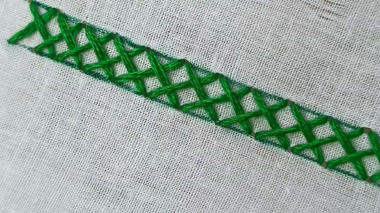 Simple Border Line Hand Embroidery Design||Cross Selai Shikhi.