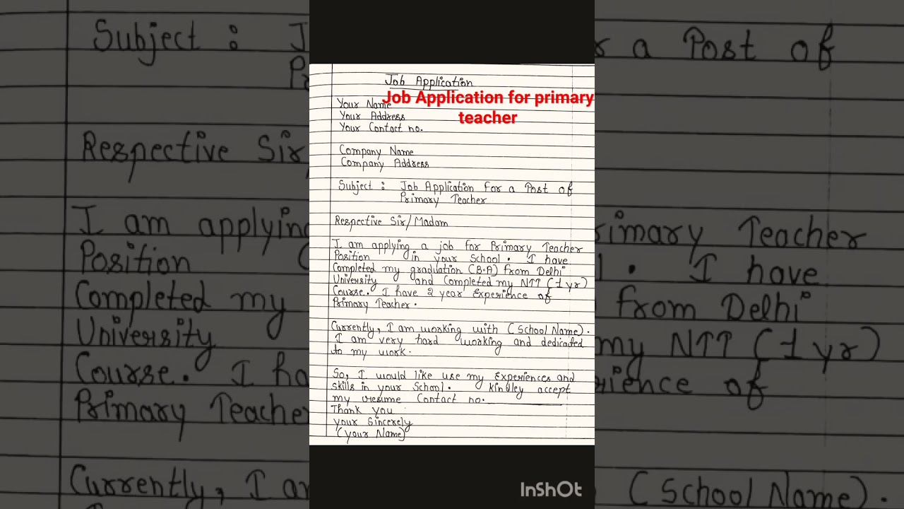 Job Application(primary Teacher)#short