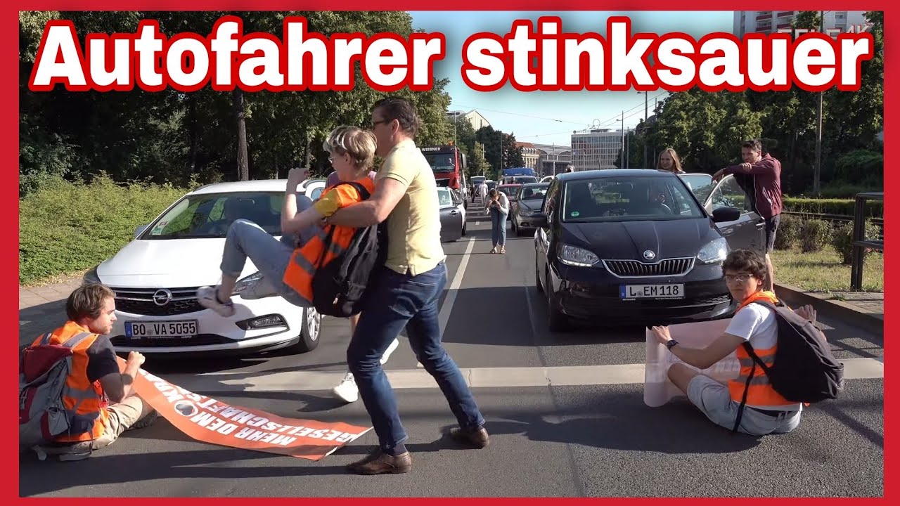 ❌️AUTOFAHRER WIRFT KLIMAAKTIVIST INS GEBÜSCH❗️Letzte Generation in Leipzig🛑BUNDESWEHR GREIFT EIN❌️