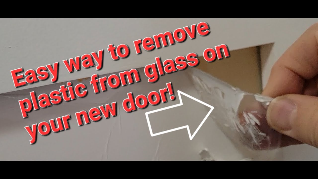 Easy way to remove plastic from glass inserts on a new door.