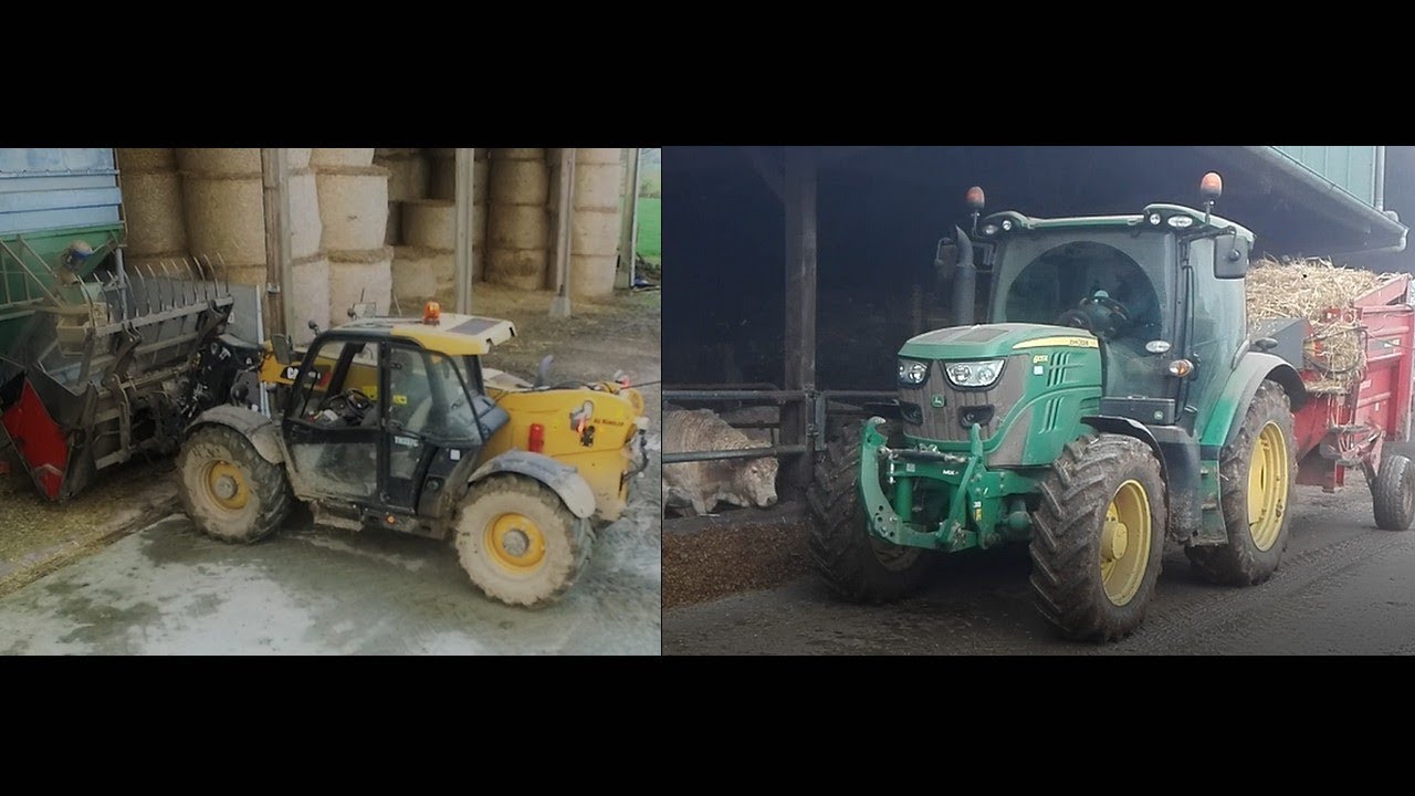 Matinée à la ferme avec un Caterpillar TH337C & John Deere 6105R | Février 2018