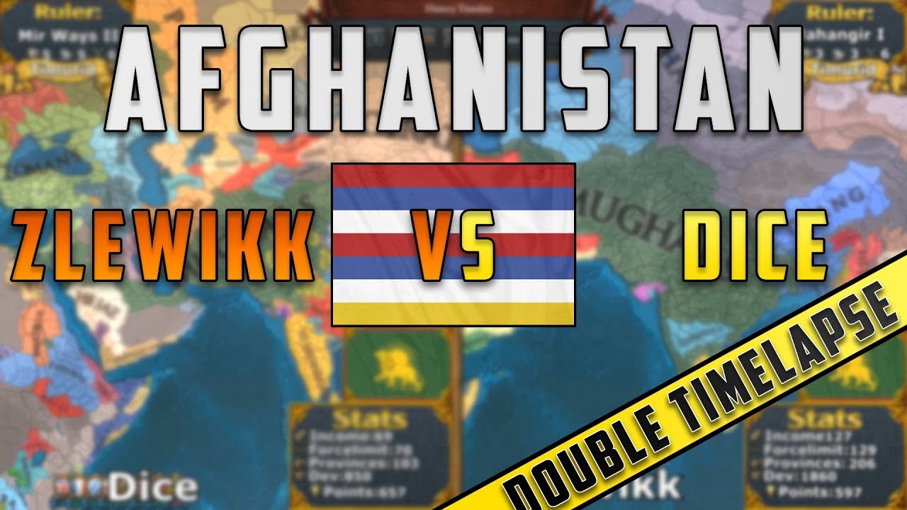 [EU4] Double Timelapse - Afghanistan (Mughals) - Zlewikk vs Dice