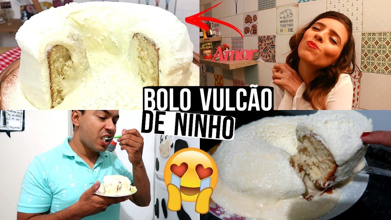 BOLO DE LEITE NINHO VULCÃO - TENTEI REPRODUZIR A RECEITA DO TPM, pra que te quero? ♥ - Bruna Paula