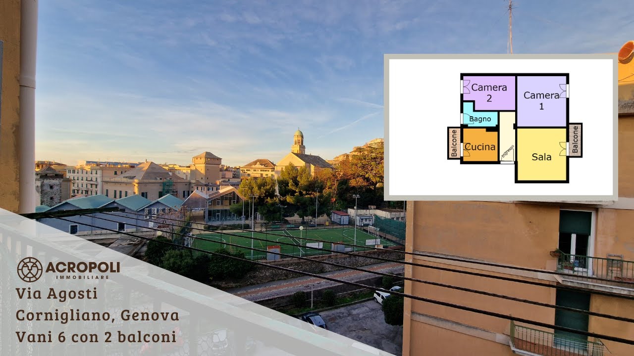Vendiamo vani 6 con 2 balconi in Via Agosti, Cornigliano, Genova
