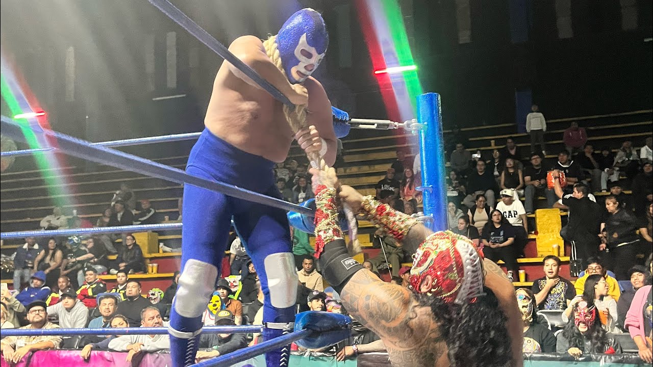 Lucha estelar Blue Demon Jr y Texano Jr Vs DMT Azul y Demonio Infernal en la Arena Neza