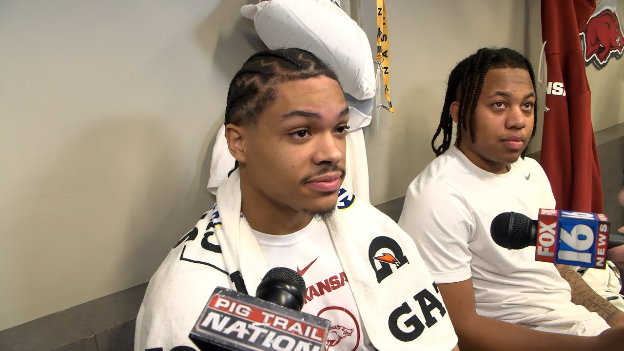 Arkansas postgame locker room access after 82-79 win over Oklahoma | PTN Digital Exclusive