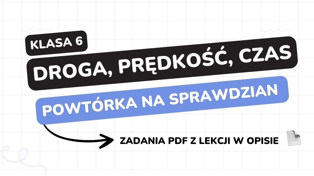 Droga, prędkość, czas - klasa 6 - GWO - Matematyka z plusem - sprawdzian - pdf w opisie