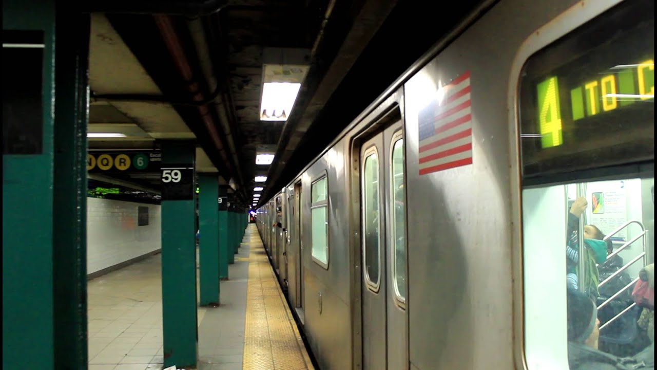 IRT Subway: Downtown Bound R142 (4) and R142A (6) EXP at E. 59th St.