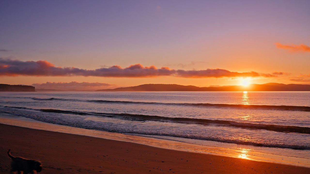 Golden Hour Sunset on the Beach with Calm Ocean Waves | Relaxing ASMR for Deep Sleep | 3H in 4K