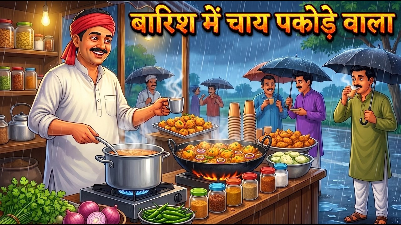 बारिश में चटपटे पकोड़े वाला | Barish Me Chatpate pakode wala | Hindi Kahaniya | CARTOON KAHANI