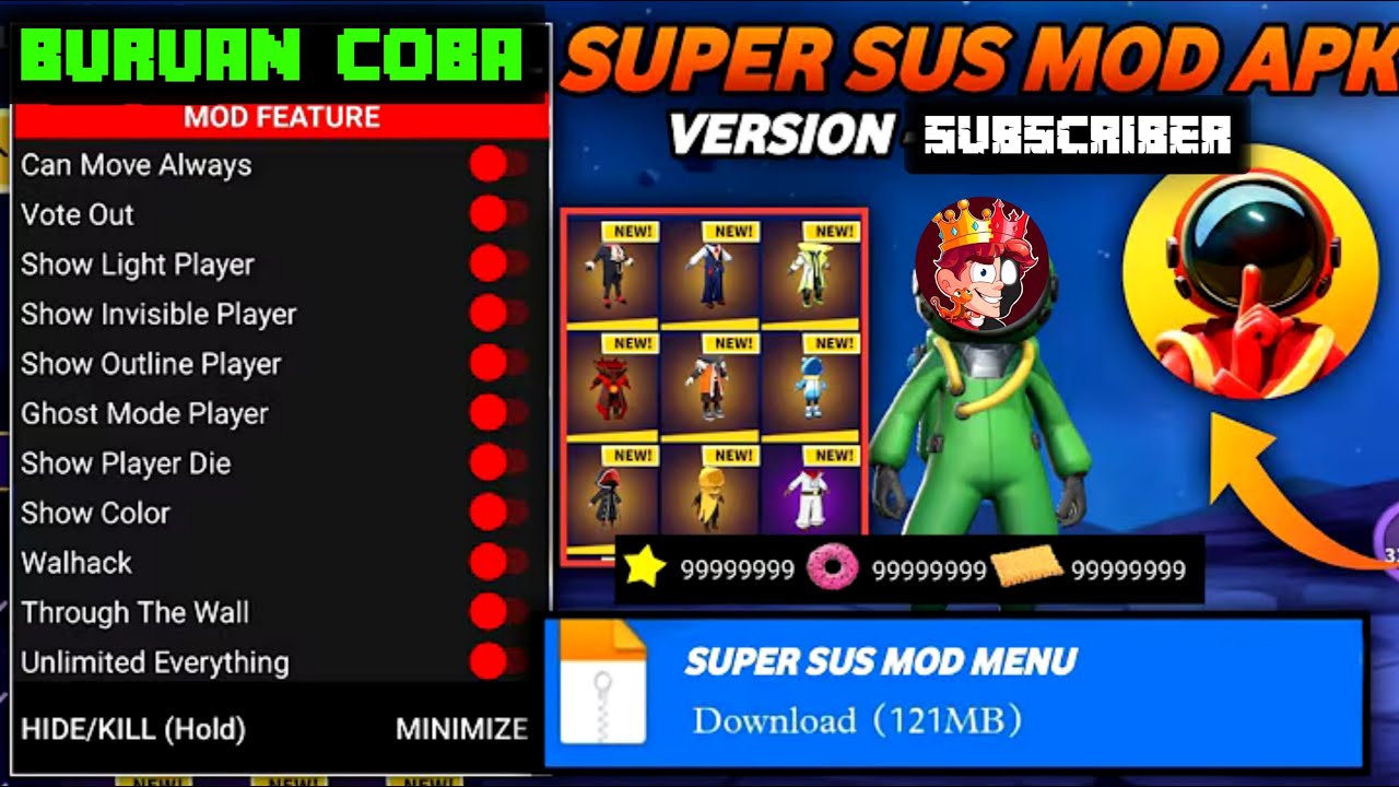 Donwload!! Super Sus Mod Apk Menu Terbaru 2026 |Unlimited Money &Unlock Skin