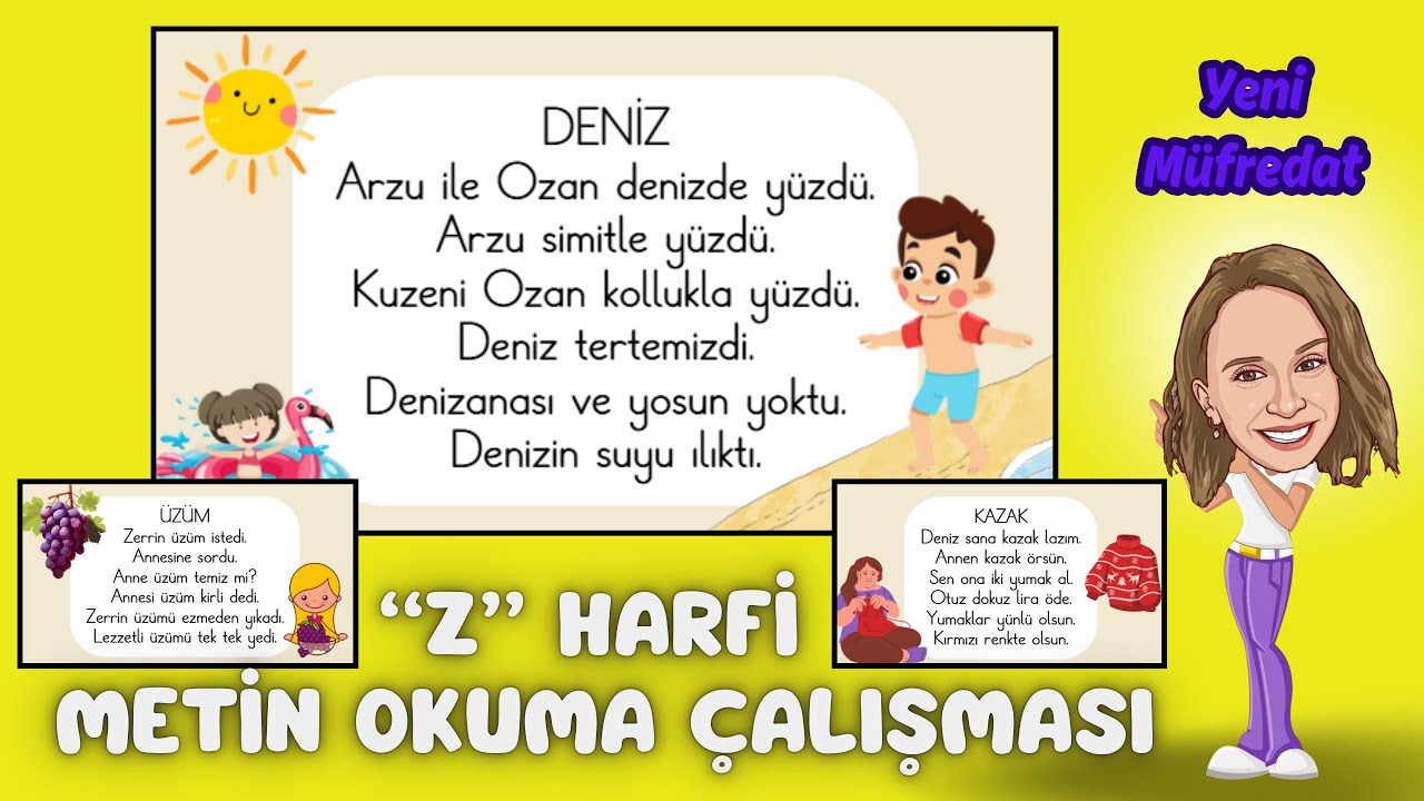 1. Sınıf “z-Z” Harfi Metin Okuma Çalışması (3 Farklı Metin) Yeni Müfredat #birincisınıf