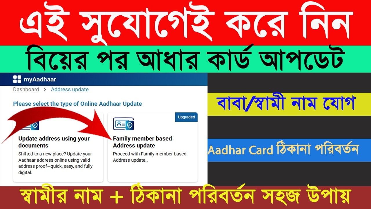 Aadhar Card এ বাবা/স্বামীর নাম কিভাবে যুক্ত করবেন?নতুন নিয়ম 2026 | স্বামীর নাম ও ঠিকানা পরিবর্তন