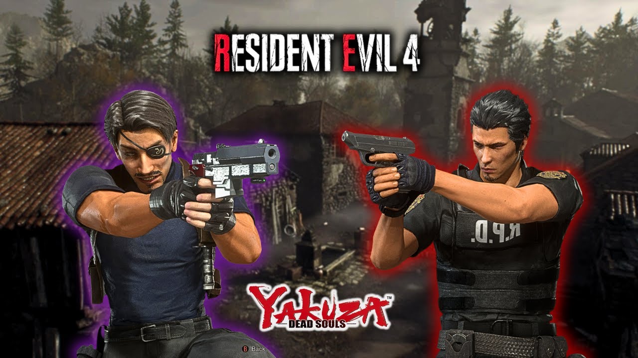 Resident Evil 4 : Yakuza Dead Souls Kiwami at home (Kiryu & Majima in RE4 Remake)