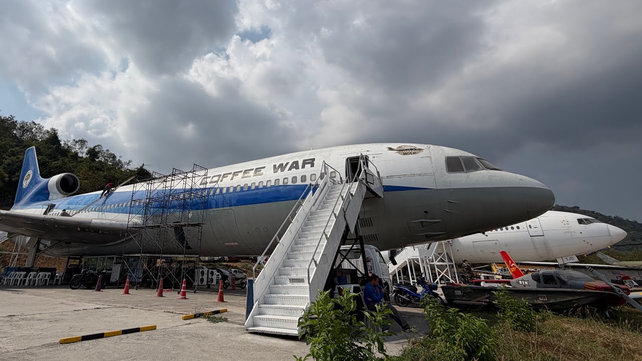 Coffee War Cafe - Thai Airways A330 Lockheed Aircraft near Pattaya Thailand