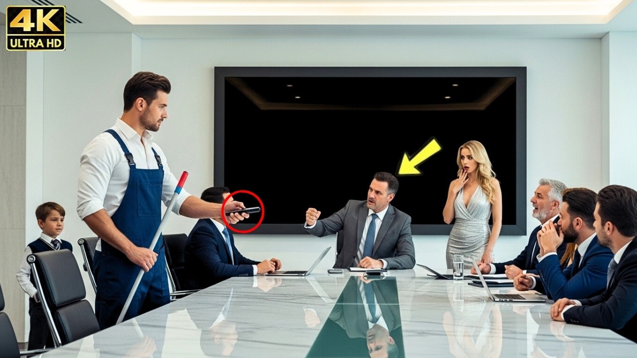 They Thought He Was Just a Single Dad Janitor — Until the Board Meeting Screen Went Black
