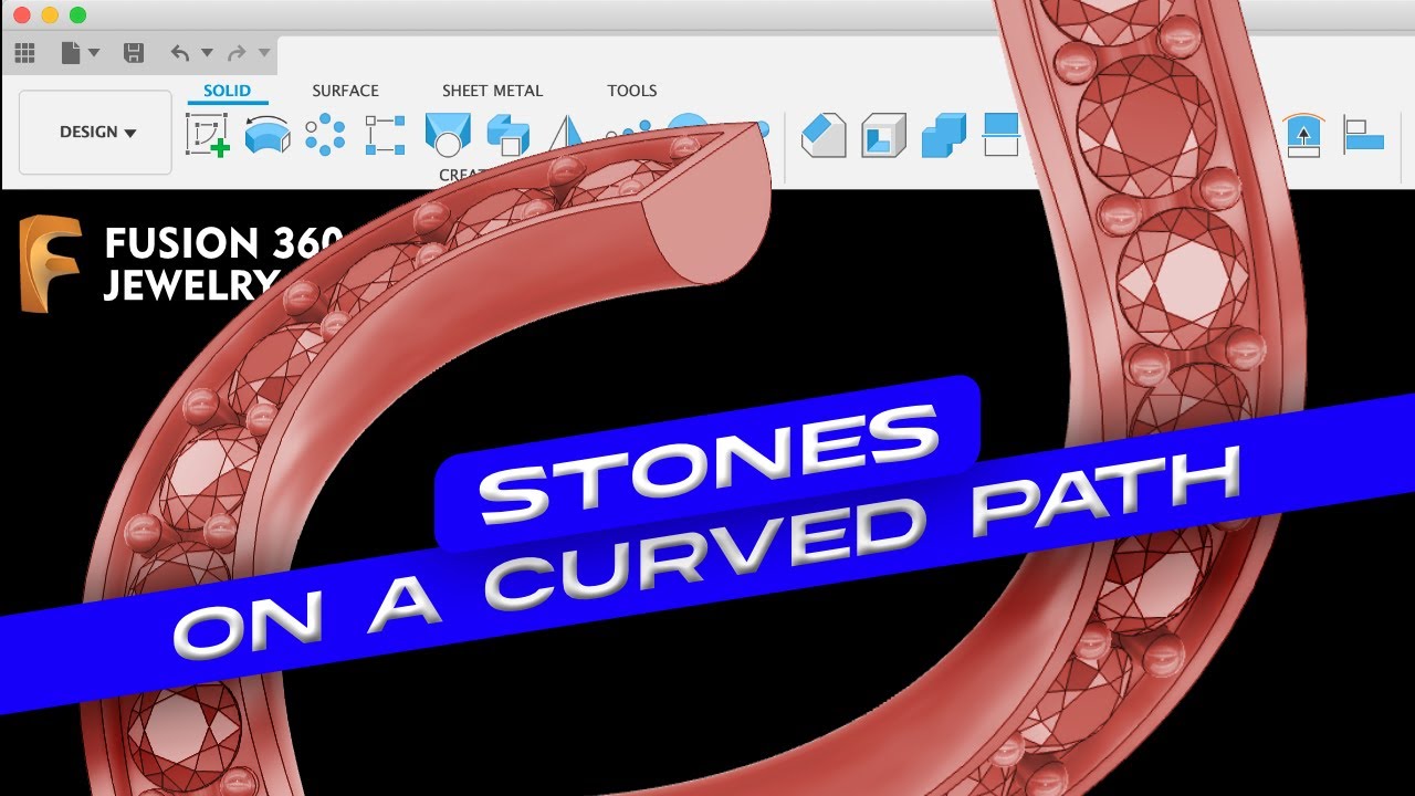 STONES ON A CURVED PATH // Fusion 360 — Jewelry design
