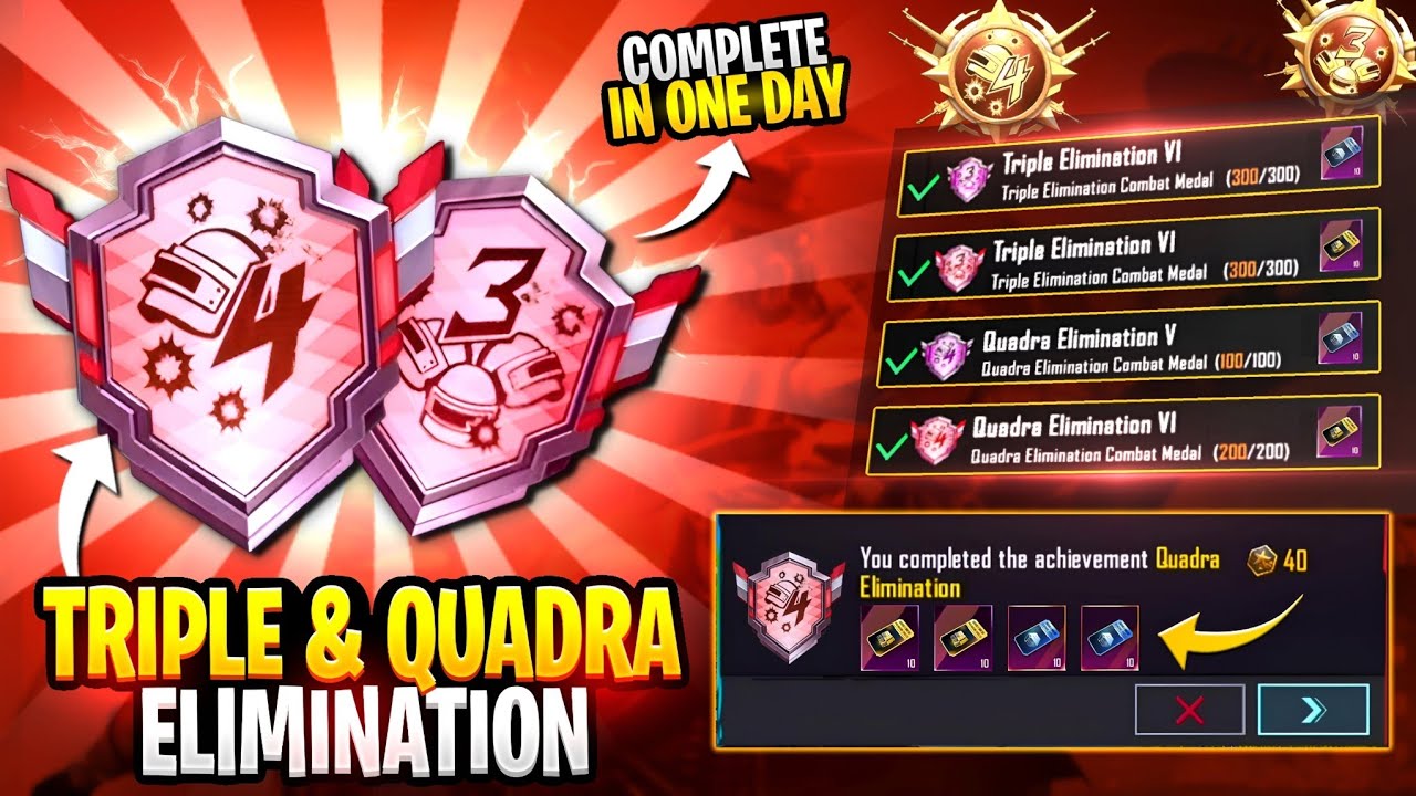 How To Complete Triple & Quadra Elimination Medal Achievement in BGMI/PUBG | Quadra Elimination